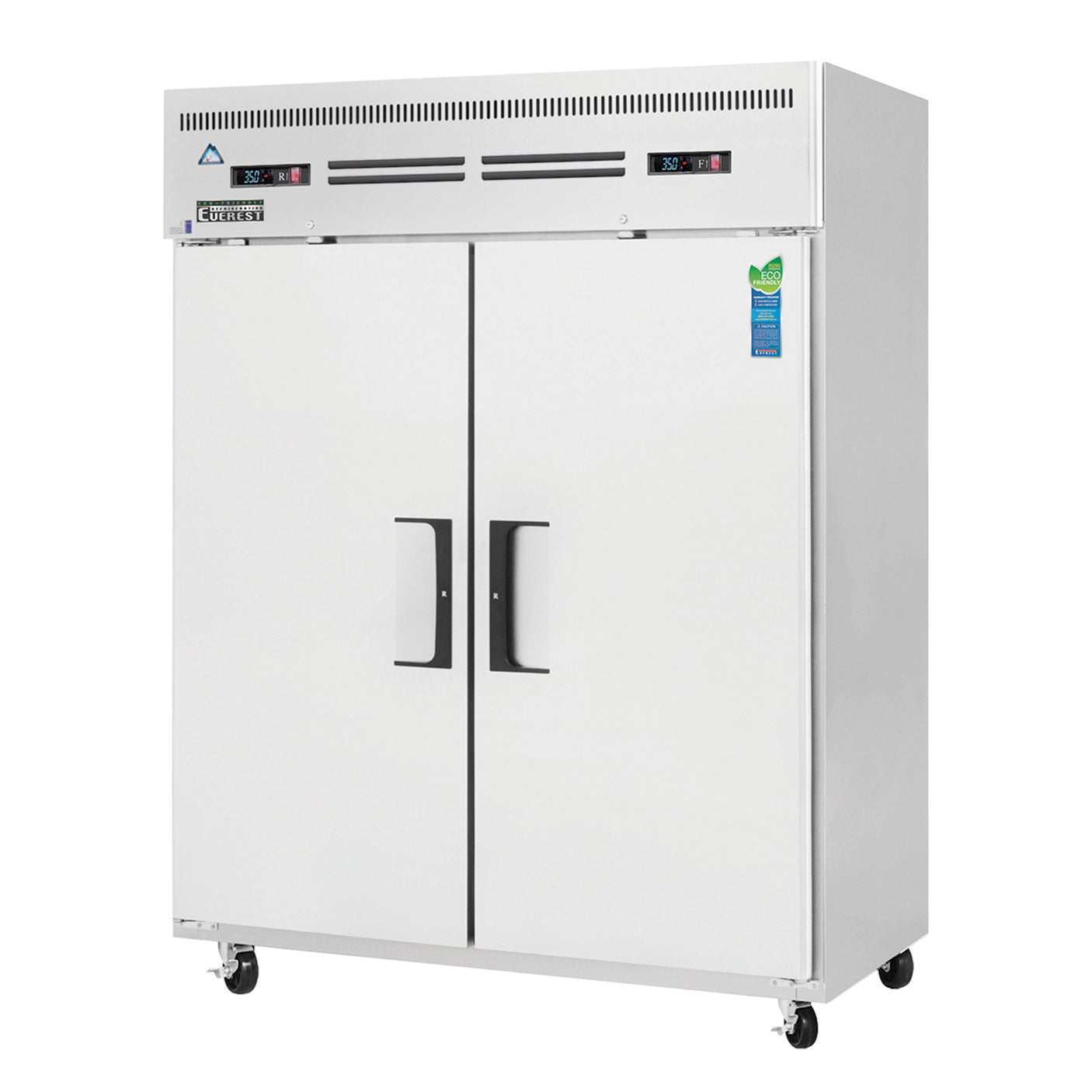 Everest ESWRF2 59" Stainless Steel Reach-In Refrigerator/Freezer Combo, 2 Solid Full Doors, Top Mount