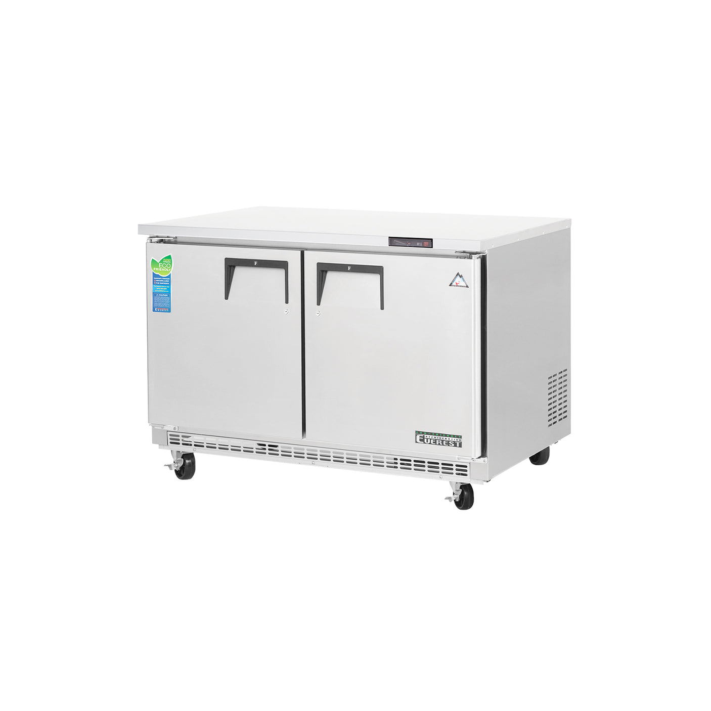 Everest ETBF2 47 1/2" Stainless Steel 14 cu. ft Undercounter Freezer, 2 Solid Doors
