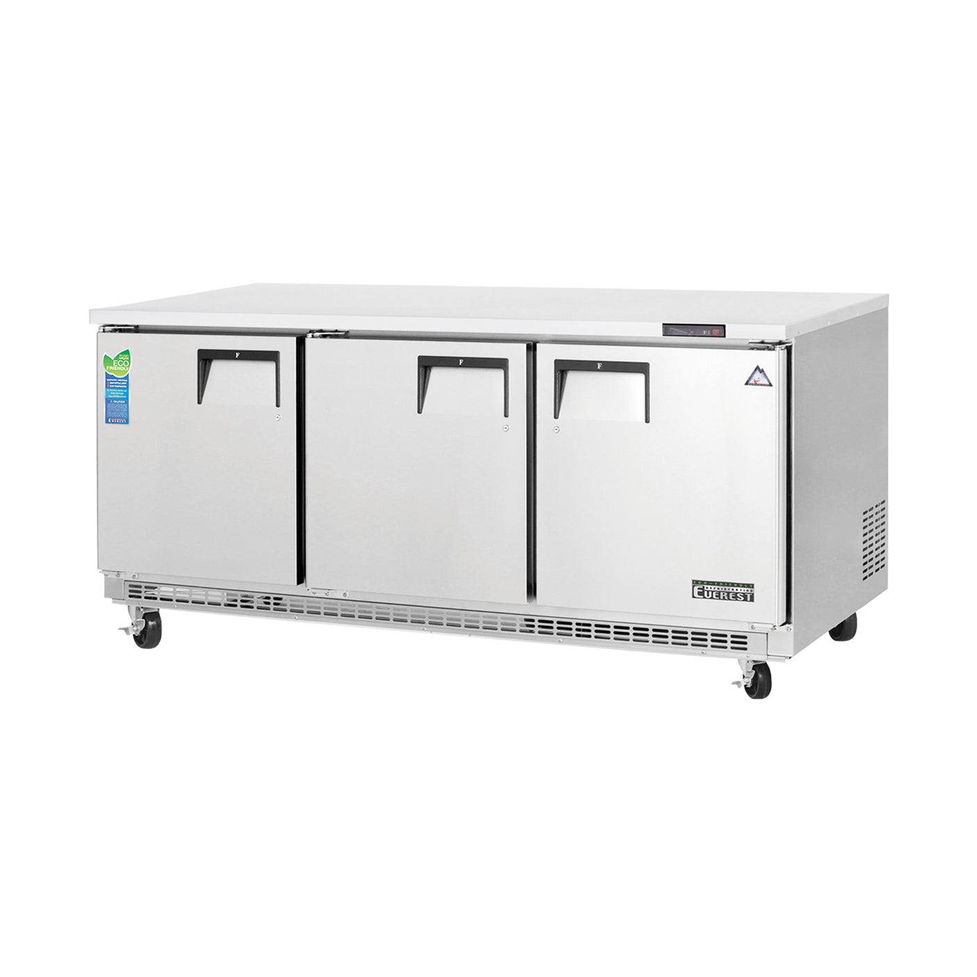 Everest ETBF3 71 1/8" Stainless Steel 22 cu. ft Undercounter Freezer, 3 Solid Doors