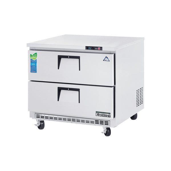 Everest ETBSR2-D2 35 5/8" Undercounter Refrigerator 2 Drawers, Stainless Steel, 10 cu. ft.
