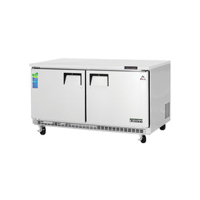 Everest Stainless Steel Undercounter Freezer, 2 Solid Doors