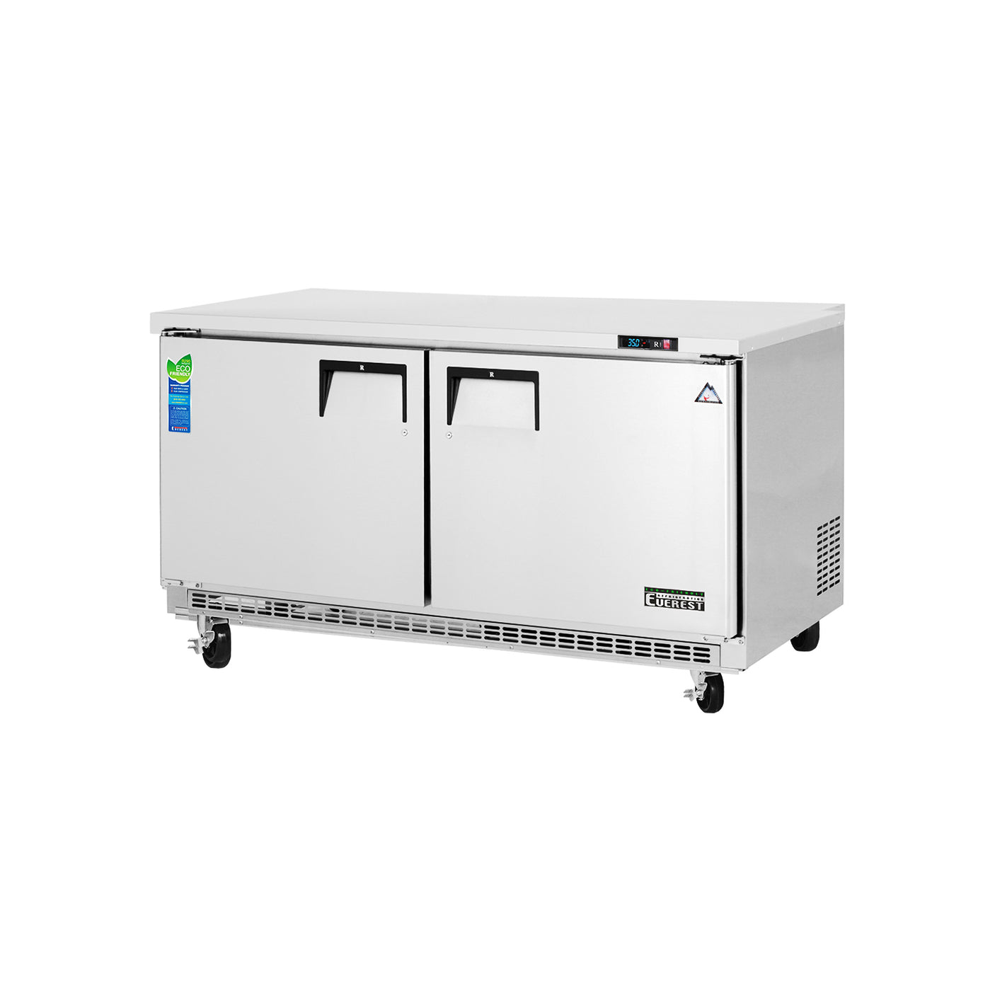 Everest ETBWR2 59 1/4" Stainless Steel 18 cu. ft Undercounter Refrigerator, 2 Solid Doors