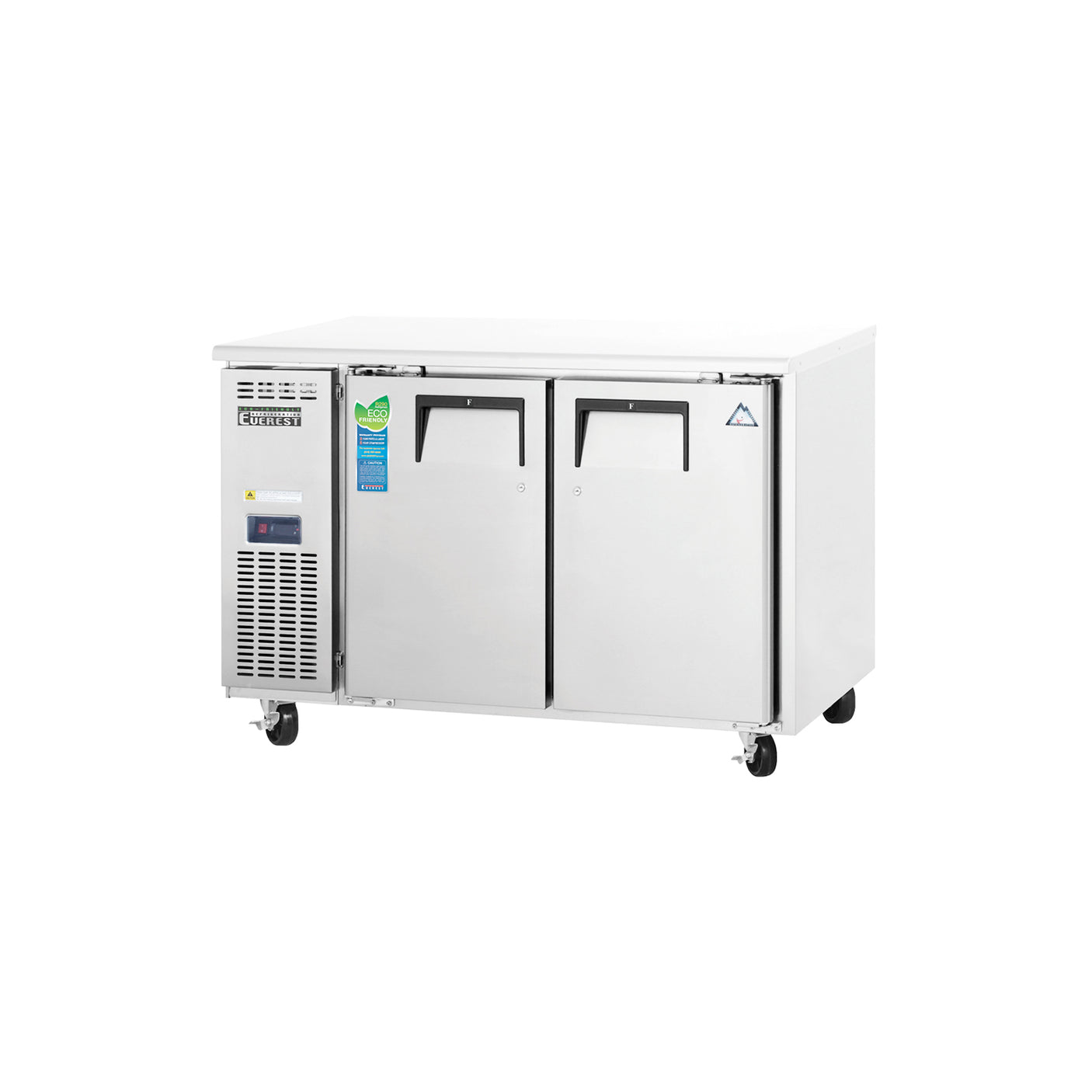 Everest ETF2 47 1/2" Stainless Steel 13 cu. ft Undercounter Freezer, 2 Solid Doors