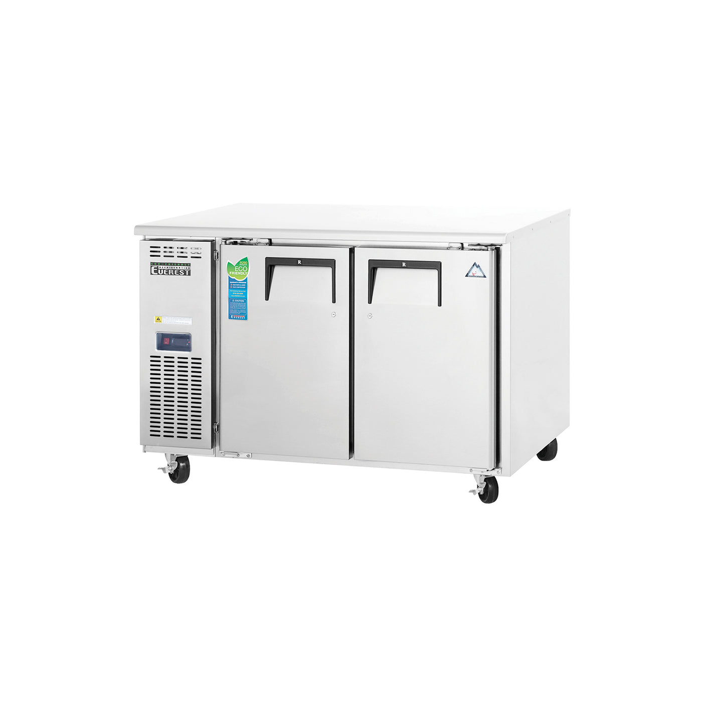 Everest ETR2 47 1/2" Stainless Steel 13 cu. ft Undercounter Refrigerator, 2 Solid Doors