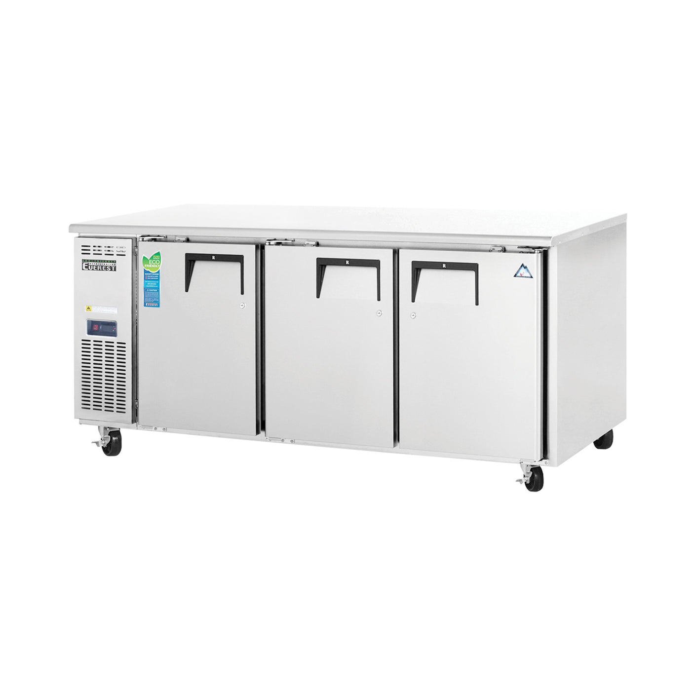 Everest ETR3 71 1/8" Stainless Steel 22 cu. ft Undercounter Refrigerator, 3 Solid Doors