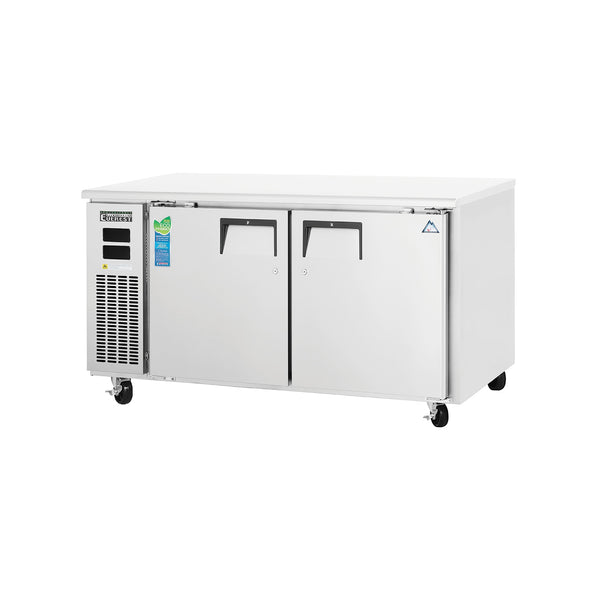 Everest ETRF2-24 59 1/4" Undercounter Refrigerator/Freezer Combo 2 Solid Doors, Stainless Steel