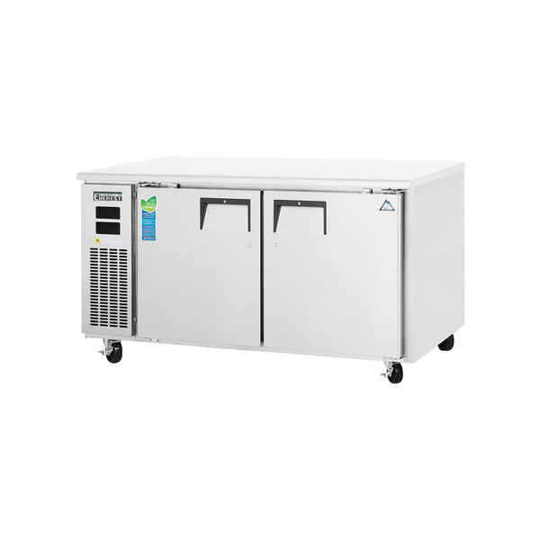 Everest ETRF2 59 1/4" Undercounter Refrigerator/Freezer Combo 2 Solid Doors, Stainless Steel