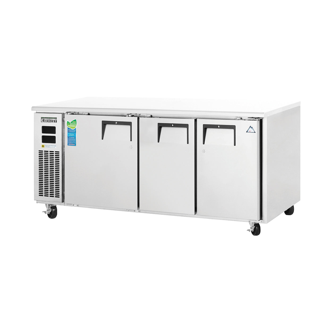 Everest ETRF3 71 1/8" Stainless Steel Undercounter Refrigerator/Freezer Combo, 3 Solid Doors
