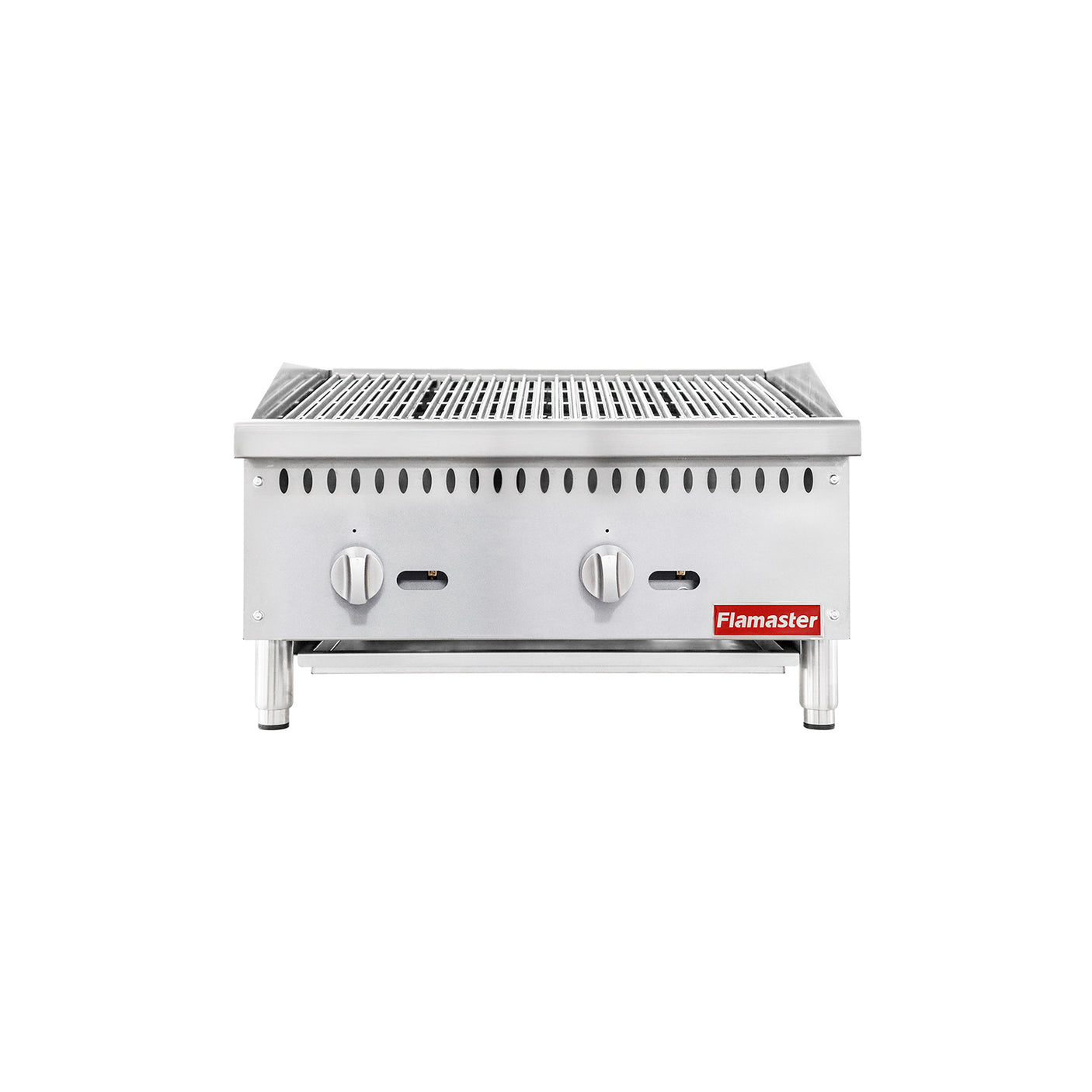 Flamaster FLM-CB24-M 24" Countertop Gas Charbroiler, NG/LPG, 70,000 BTU, 2 Burners