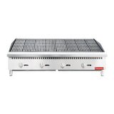 Flamaster FLM-CB48-M 48" Countertop Gas Charbroiler, NG/LPG, 140,000 BTU, 4 Burners