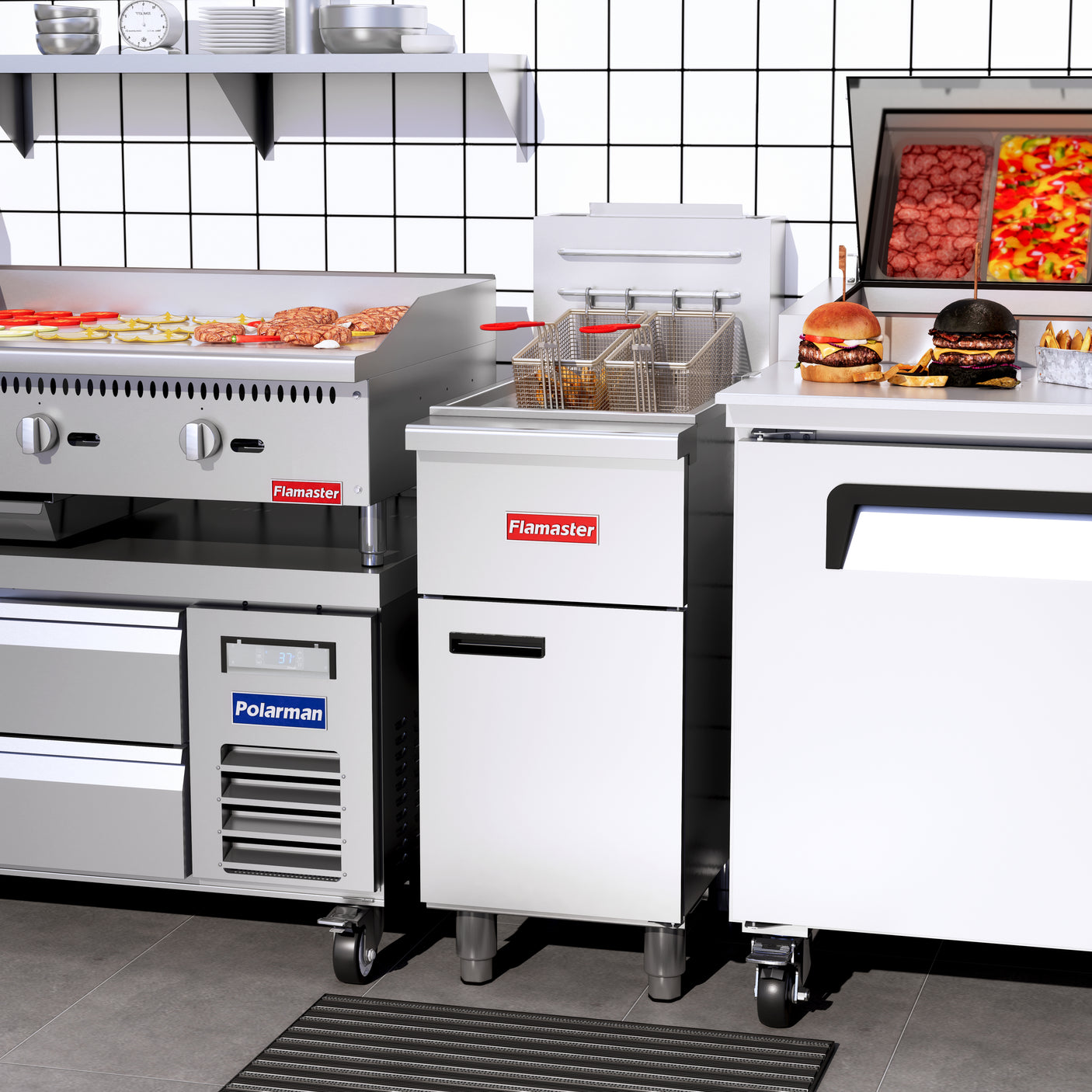 Flamaster FLM-F3-LP 15 1/2" Liquid Propane Floor Fryer, 35-40 lb, 3 Tubes, 90,000 BTU