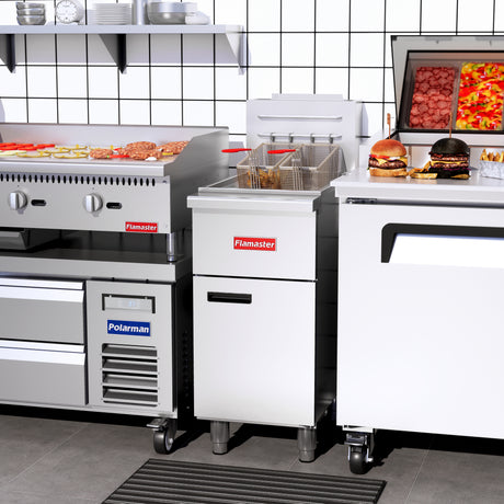 Flamaster FLM-F3-NG 15 1/2" Natural Gas Floor Fryer, 35-40 lb, 3 Tubes, 90,000 BTU