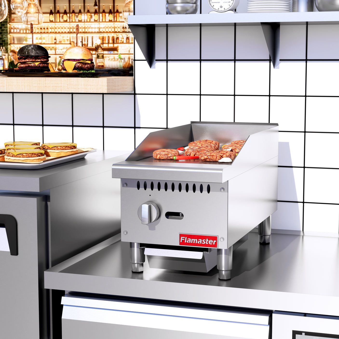Flamaster FLM-G12-M 12" Countertop Griddle with Manual Control, NG/LPG, 30,000 BTU, 1 Burner