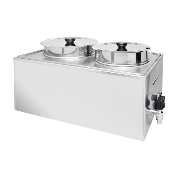 ChefAsst ZCK165BT-4 Professional Food Warmer With Faucet & Two Soup Pots, 165mm Depth