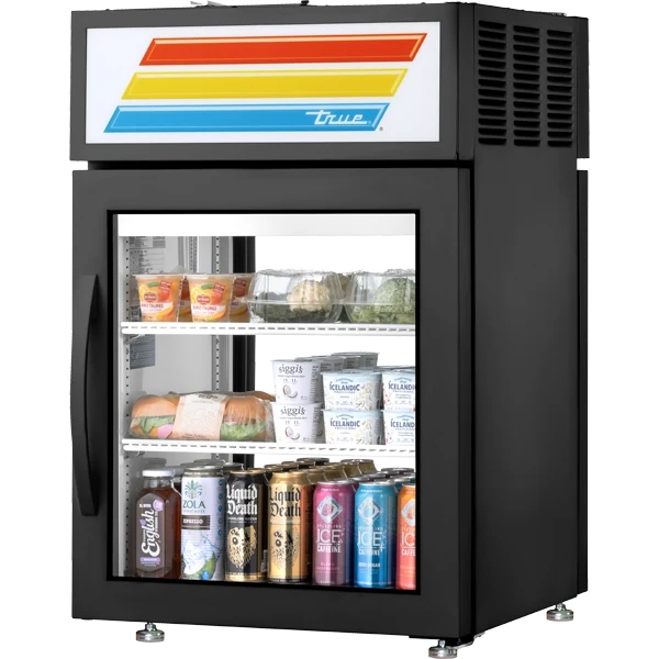 True GDM-05PT-HC~FGD01 24" Black Pass-Thru Refrigerated Glass Door Merchandiser