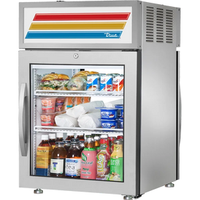 True GDM-05PT-S-HC~FGD01 24" Stainless Steel Pass-Thru Refrigerated Glass Door Merchandiser