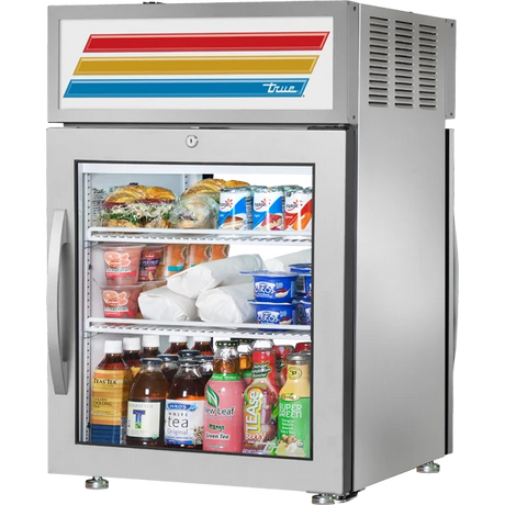 True GDM-05PT-S-HC~FGD01 24" Stainless Steel Pass-Thru Refrigerated Glass Door Merchandiser
