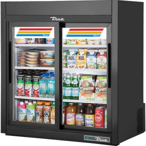 True GDM-09-SQ-HC-LD 36" Black Refrigerated Glass Door Merchandiser