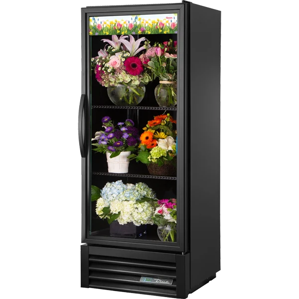 True GDM-12FC-HC~TSL01 Black Glass Door Floral Case Merchandiser