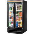 True GDM-14RF-HC-LD Black Radius Front Refrigerated Glass Door Merchandiser