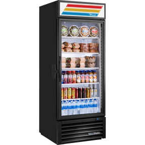 True GDM-23-HST02-HC~TSL01 Black Refrigerated Glass Door Merchandiser with Health Safety Timer
