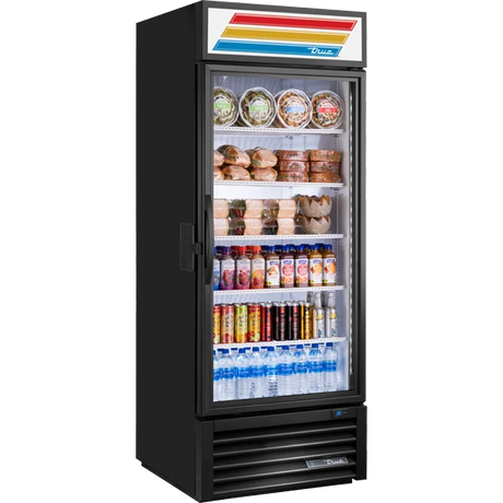 True GDM-23-HST02-HC~TSL01 Black Refrigerated Glass Door Merchandiser with Health Safety Timer