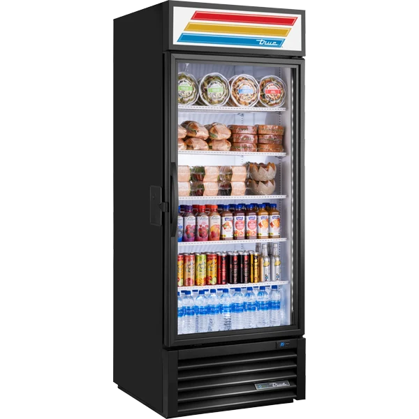 True GDM-23-HST02-HC~TSL01 Black Refrigerated Glass Door Merchandiser with Health Safety Timer