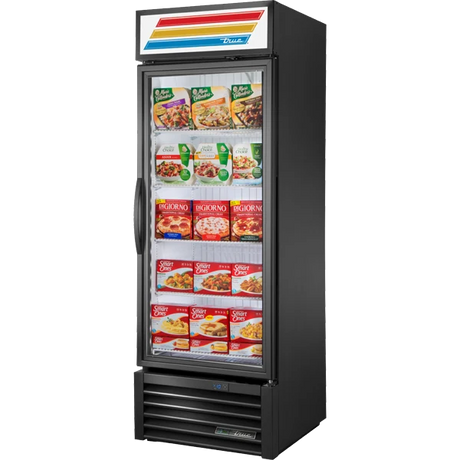 True GDM-23F-HST-HC~TSL01 Black Glass Door Merchandiser Freezer with Health Safety Timer