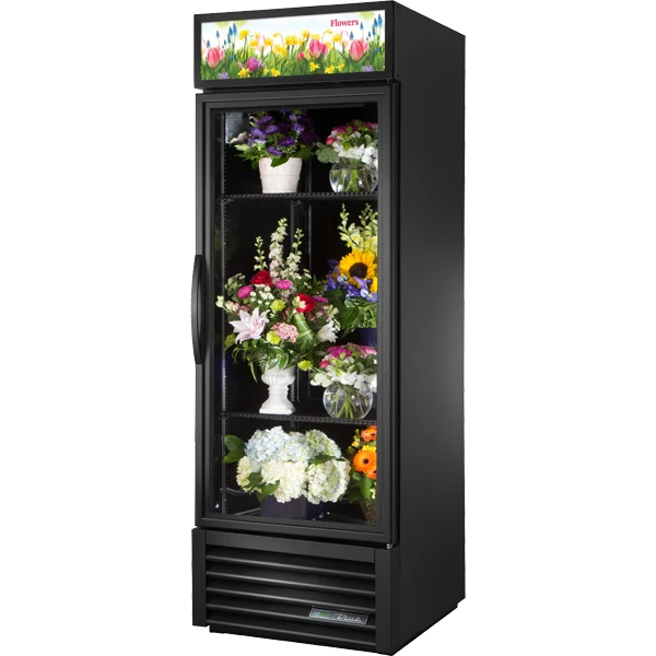 True GDM-23FC-HC~TSL01 Black Glass Door Floral Case Merchandiser