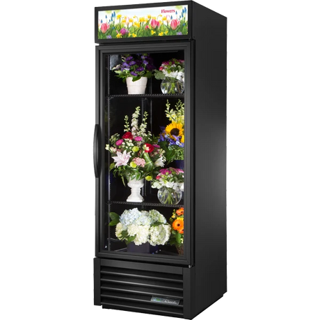 True GDM-23FC-HC~TSL01 Black Glass Door Floral Case Merchandiser