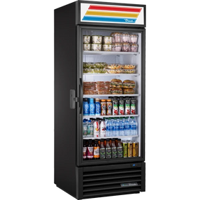 True GDM-26-HST02-HC~TSL01 Black Refrigerated Glass Door Merchandiser with Health Safety Timer