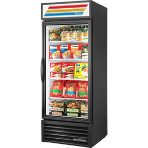 True GDM-26F-FLX-HC~TSL01 Black Flex Temp Glass Door Merchandiser Freezer