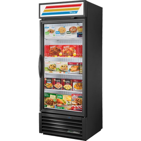 True GDM-26F-HST-HC~TSL01 Black Glass Door Merchandiser Freezer with Health Safety Timer