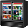 True GDM-41SL-48-HC-LD 46 7/8" Black Slim Line Refrigerated Sliding Glass Door Merchandiser