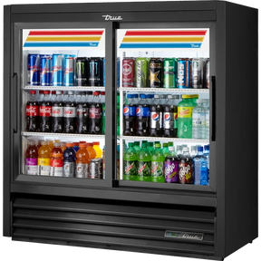 True GDM-41SL-48-HC-LD 46 7/8" Black Slim Line Refrigerated Sliding Glass Door Merchandiser