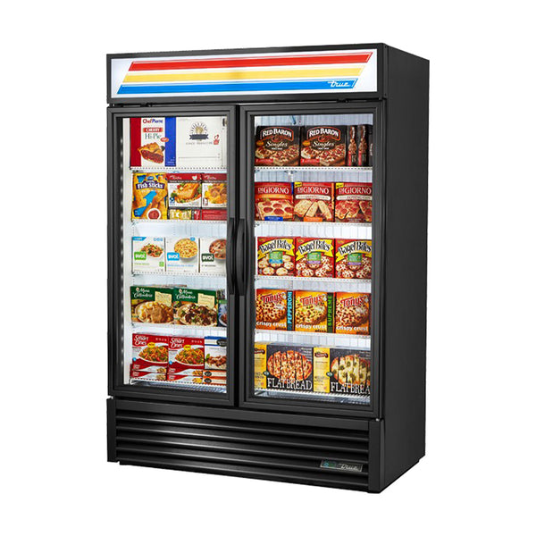 True GDM-49F-HC~TSL01 54 1/8" Black Glass Door Merchandiser Freezer with LED Lighting