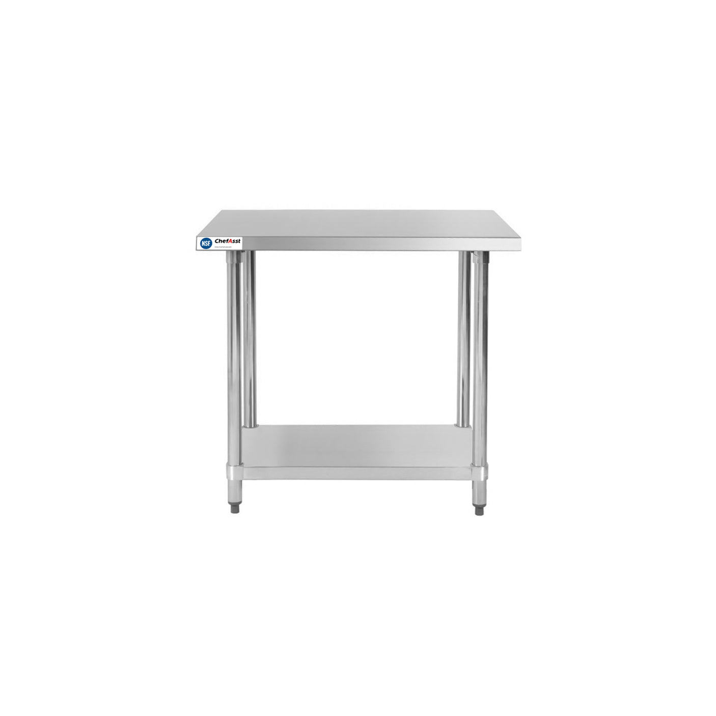 ChefAsst 30" x 36" CA-WTS-3036-316 16-Gauge 304 Stainless Steel Commercial Work Table with 201 Stainless Steel Legs and Undershelf