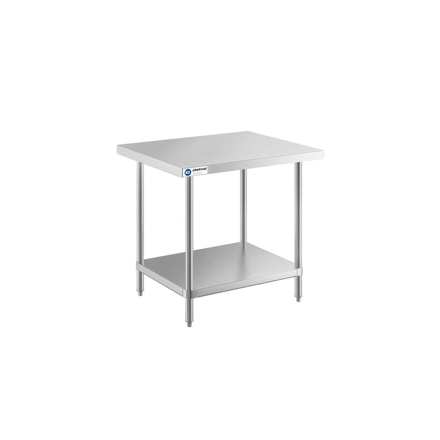 ChefAsst 30" x 36" CA-WTS-3036-316 16-Gauge 304 Stainless Steel Commercial Work Table with 201 Stainless Steel Legs and Undershelf