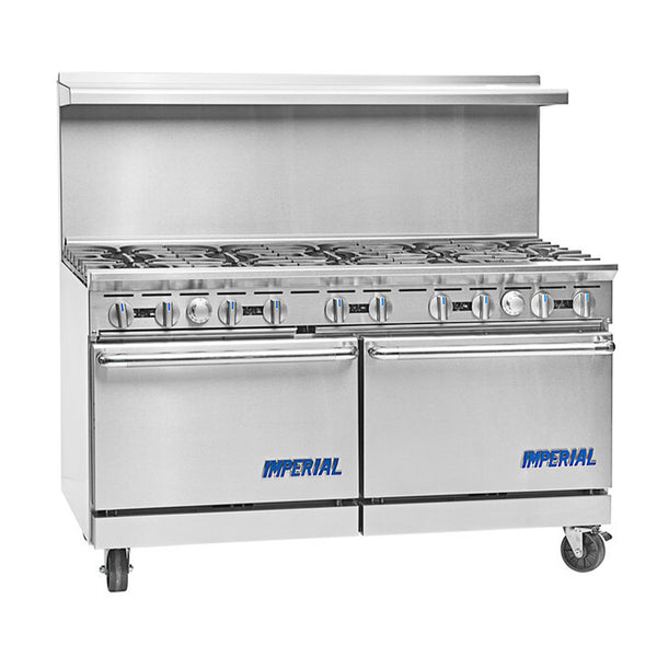 Imperial Range IR-10NG Pro Series 60" Natural Gas 10 Burner Range with Two 26 1/2” Ovens - 390,000 BTU