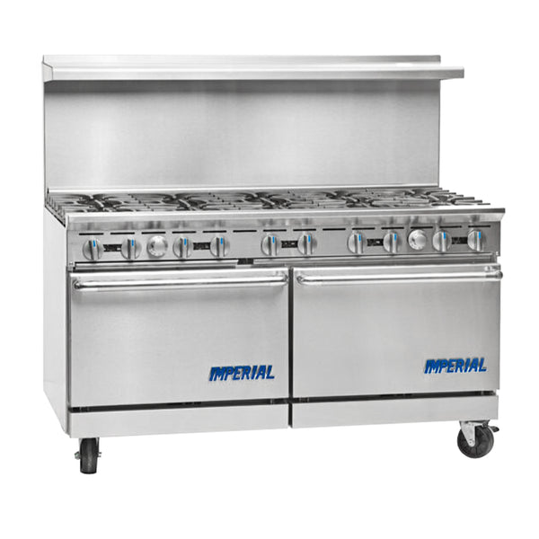 Imperial Range IR-10NG Pro Series 60" Natural Gas 10 Burner Range with Two 26 1/2” Ovens - 390,000 BTU