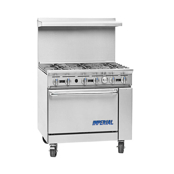 Imperial Range IR-6NG Pro Series 36" Natural Gas 6 Burner Range with 26 1/2” Oven - 227,000 BTU