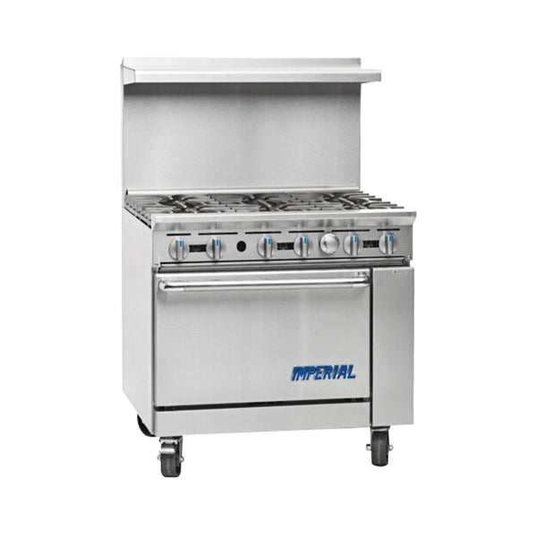 Imperial Range IR-6NG Pro Series 36" Natural Gas 6 Burner Range with 26 1/2” Oven - 227,000 BTU