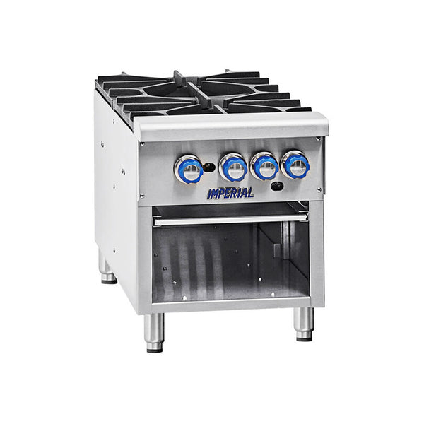 Imperial Range ISPA-18-2 18" Liquid Propane 2 Burner Stock Pot Range - 180,000 BTU