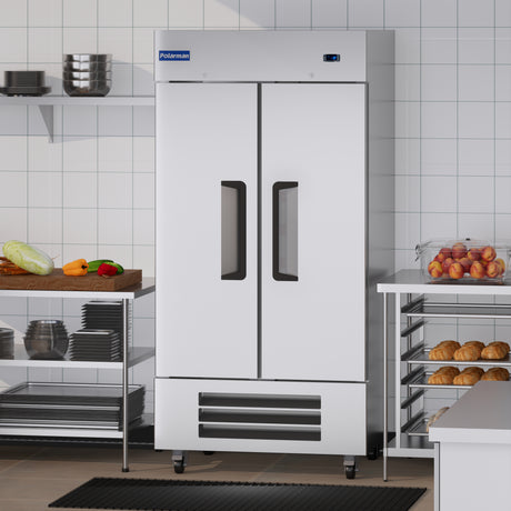 Polarman PLM-35FS 39 1/2" Reach-In Freezer with Double Solid Doors, Bottom Mount, Stainless Steel, 35 cu. ft.