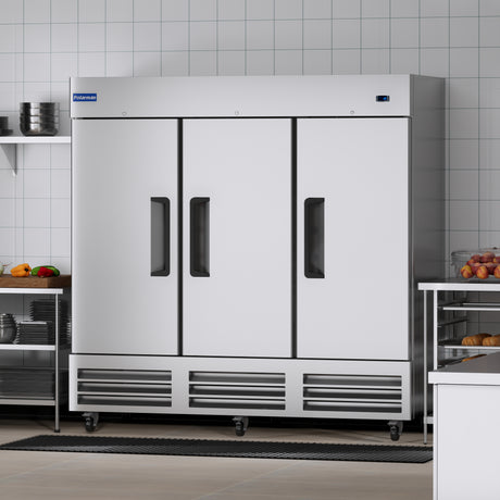 Polarman PLM-81FDVS 81" Reach-In Freezer with Triple Solid Doors, Bottom Mount, Stainless Steel, 72 cu. ft.