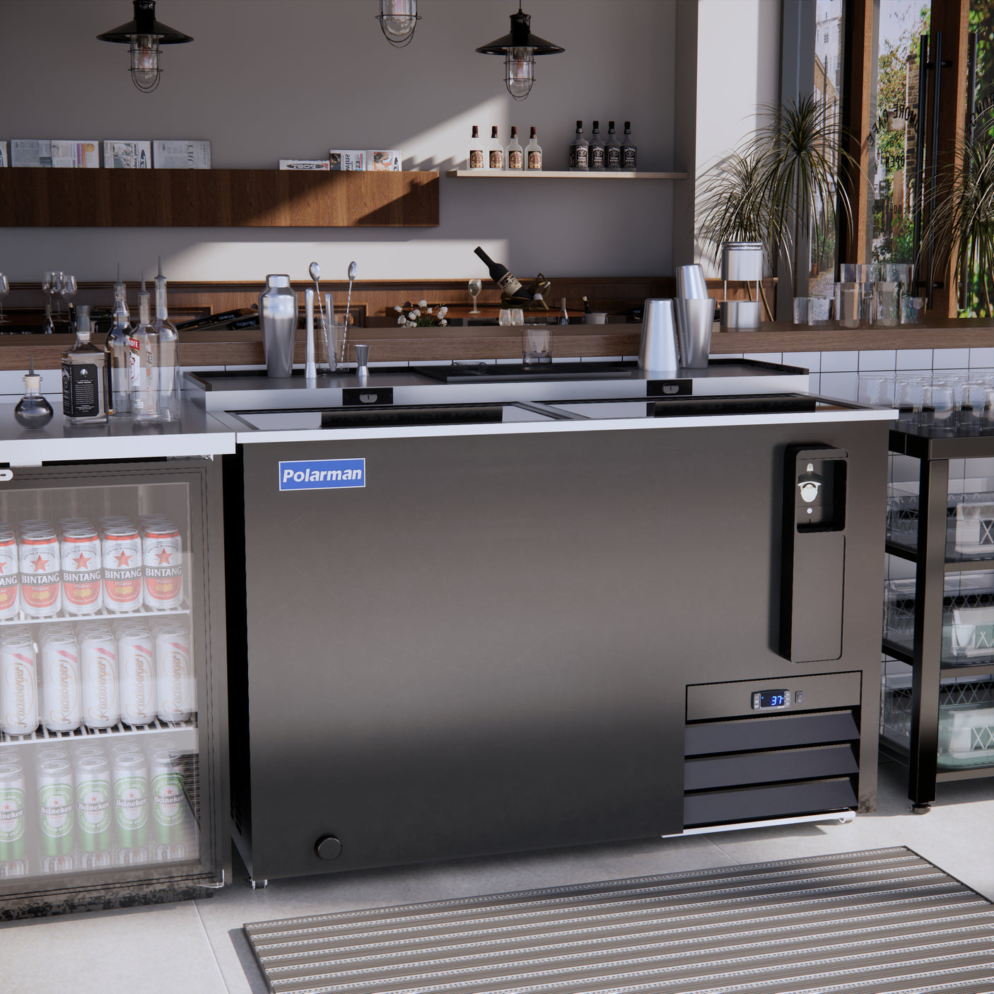 Polarman PLM-B50A 49 7/16" Black Horizontal Bottle Cooler