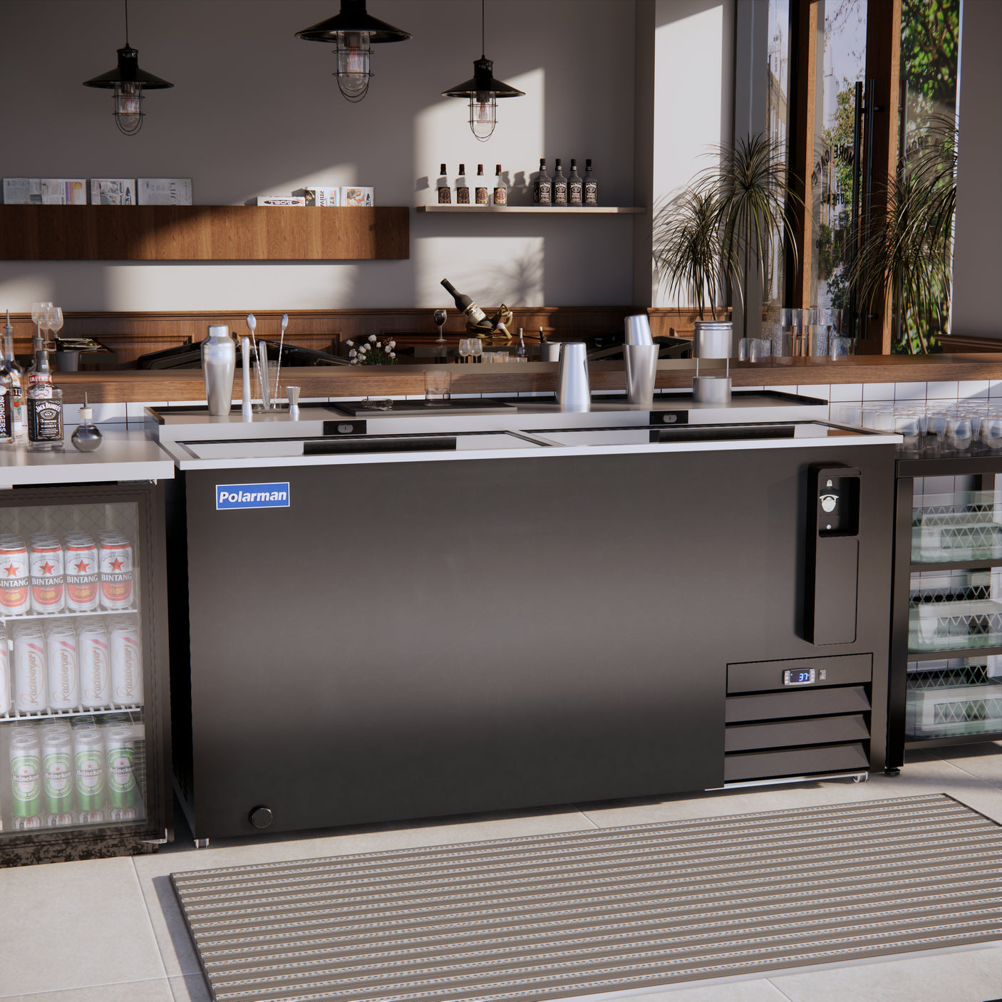 Polarman PLM-B65A 64 5/16" Black Horizontal Bottle Cooler