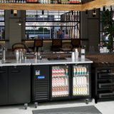 Polarman PLM-BC-2G 58 3/4" Black Glass Door Back Bar Refrigerator with LED Lighting