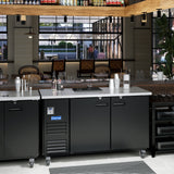 Polarman PLM-BC-3 69" Black Solid Door Back Bar Refrigerator with LED Lighting