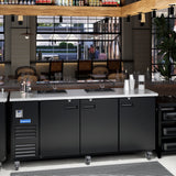 Polarman PLM-BC-4 90 3/8" Black Solid Door Back Bar Refrigerator with LED Lighting